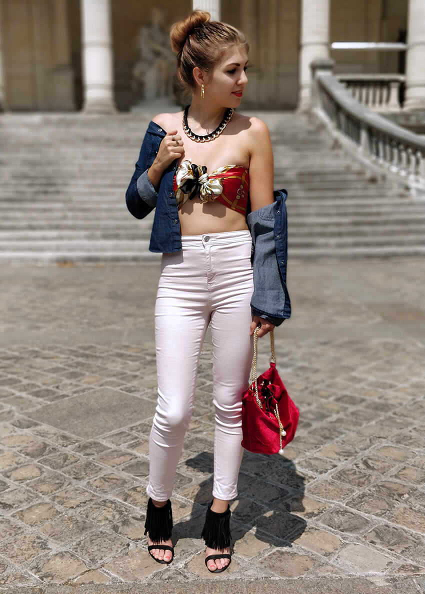 mode tenue ootd blogueuse top foulard - C'est décidé : j'ose !