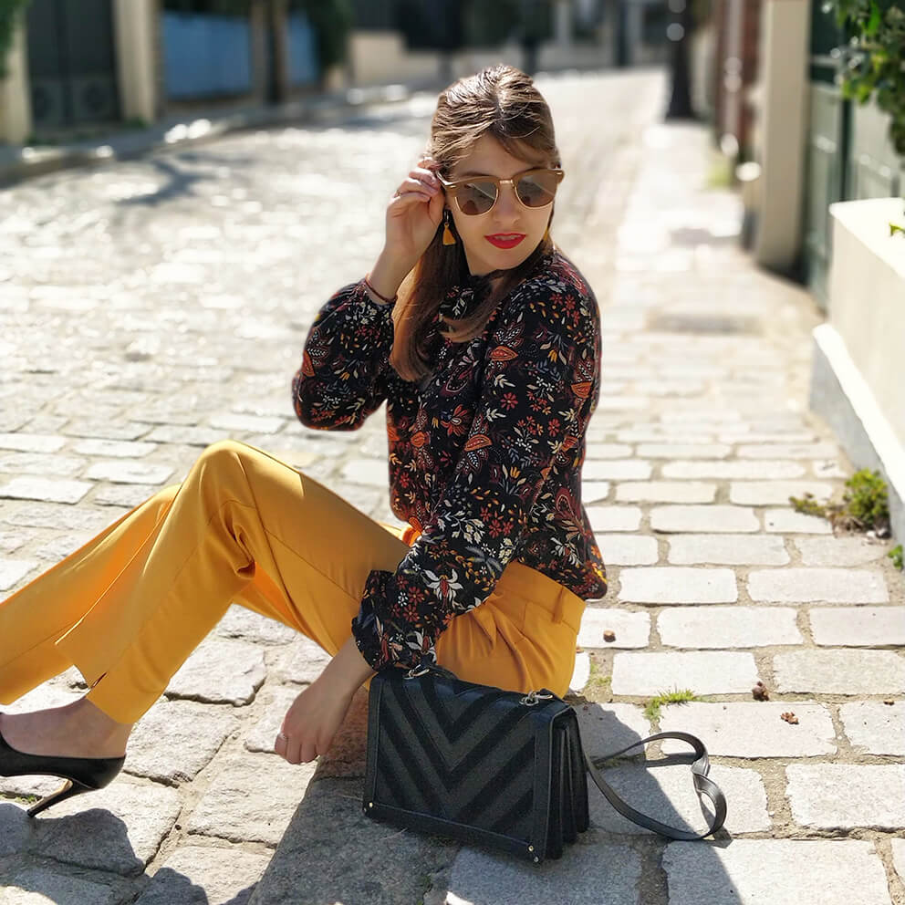 blog tenue pantalon jaune printemps paris - Du bonheur et de la couleur