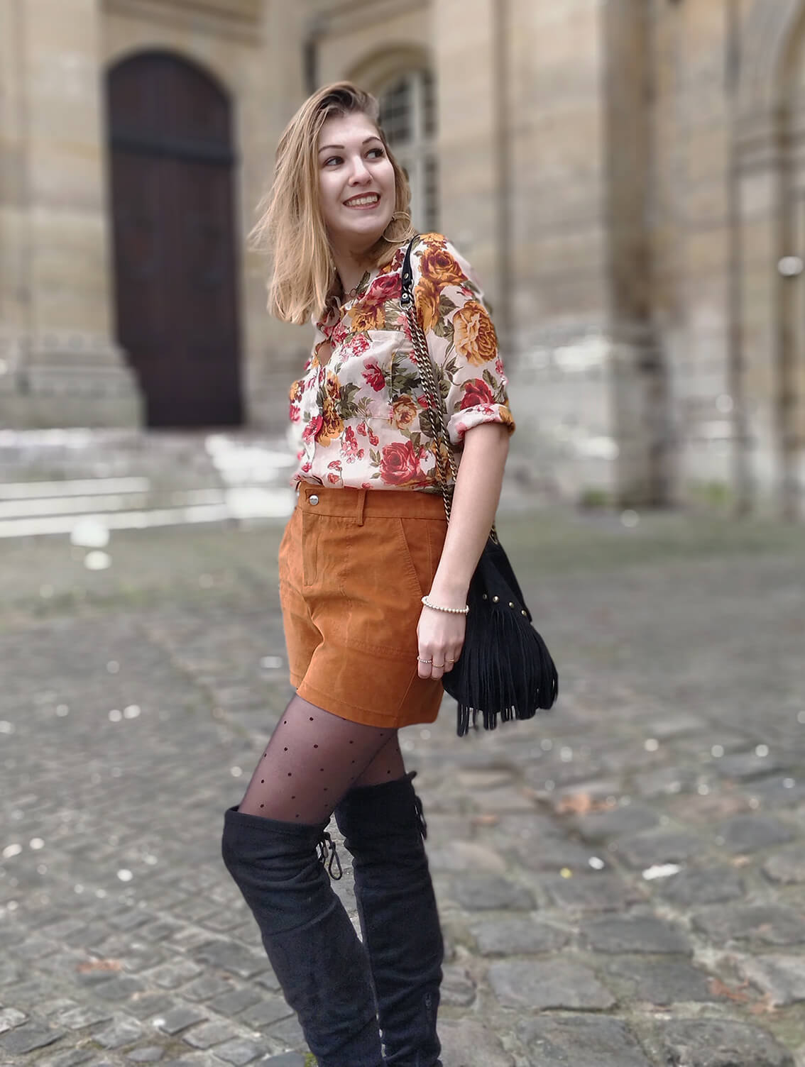 tenue hiver blog 19 janvier chemise fleurs - L'amour des shorts en hiver