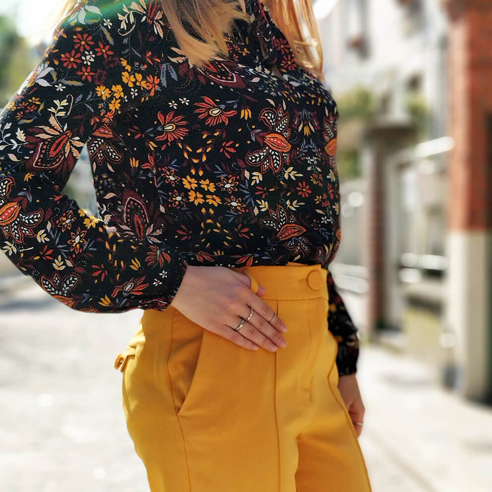 details tenue pantalon jaune mode blog - Du bonheur et de la couleur